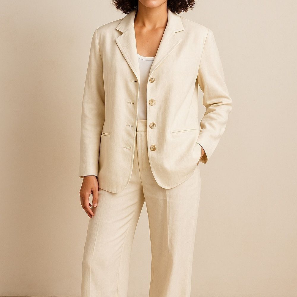 Kyriako & Dion by Stephan Caras Vintage Linen Button-up Oversized Jacket Tunic 6